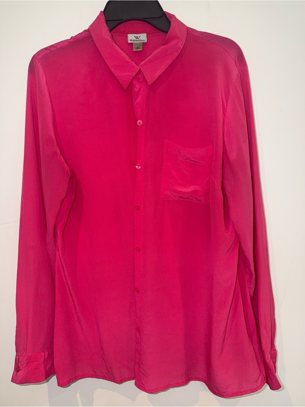 Worthington Hot Pink Button-Down Blouse
